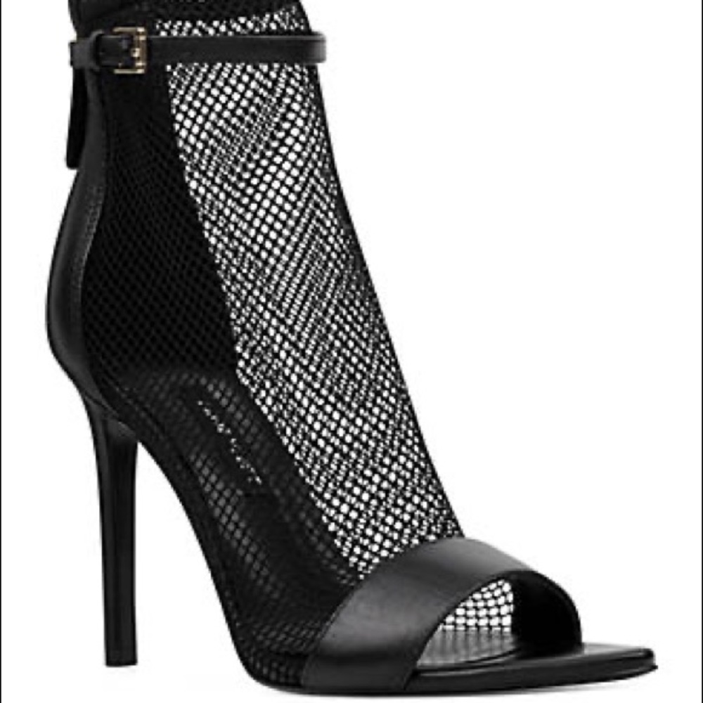 Nine West Fishnet and leather black heels